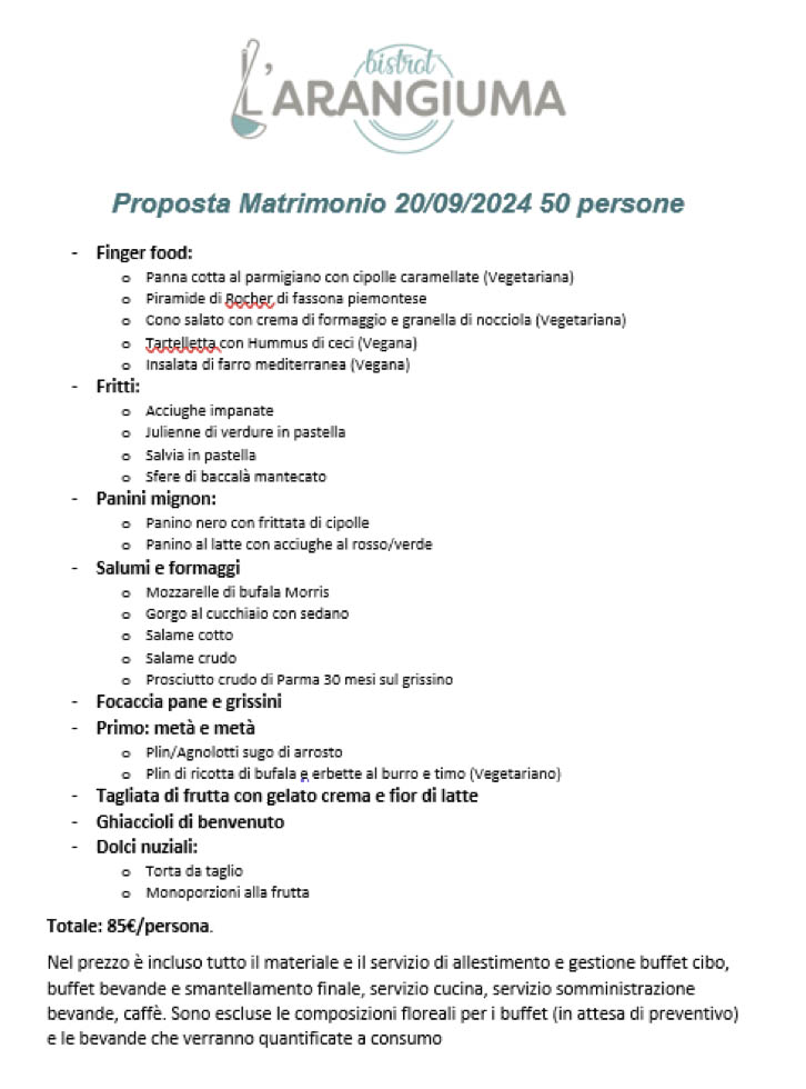 Proposta di piatti della tradizione piemontese stagionali della Gastronomia di Ferrere